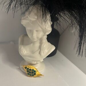 Gold and Green Leaf Brooch